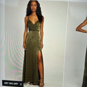 Constantine Olive Green Satin Maxi Dress